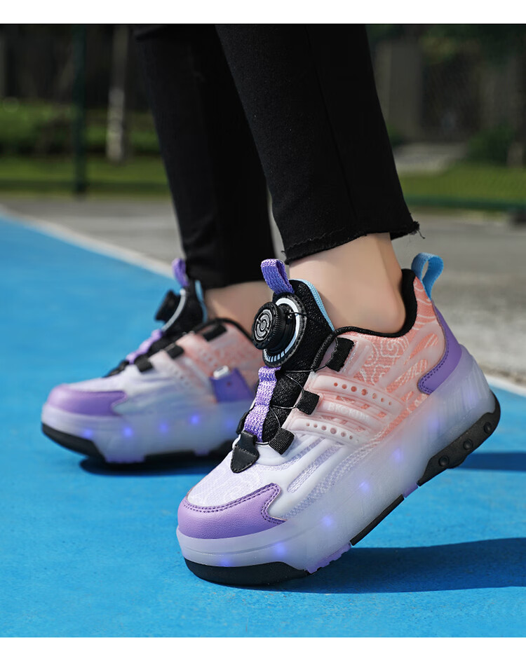 BKG Running Shoes for Girls, Four-Wheel Sports Shoes for Children, Student And Youth Skating Shoes ZYQ23825-B7 Lan Yue 36 35