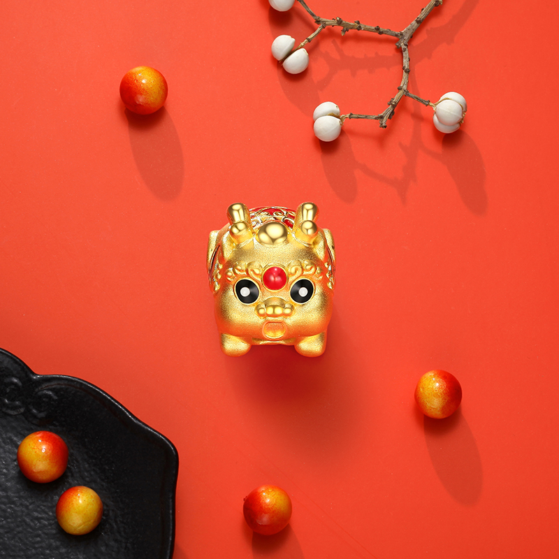 潮宏基 chj jewellery 吞金兽多财貔貅大版 足金黄金转运珠女款定价