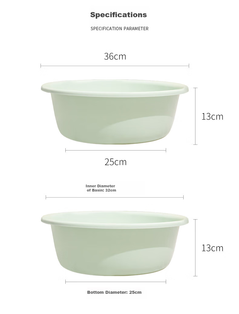 Fuaijia Face Basin, 36cm Thick, 2 Pieces, Vegetable Washing Basin, Student Plastic Basin, Foot Washing Basin, Foot Soaking Basin, Hand Washing Basin, Laundry Basi 3