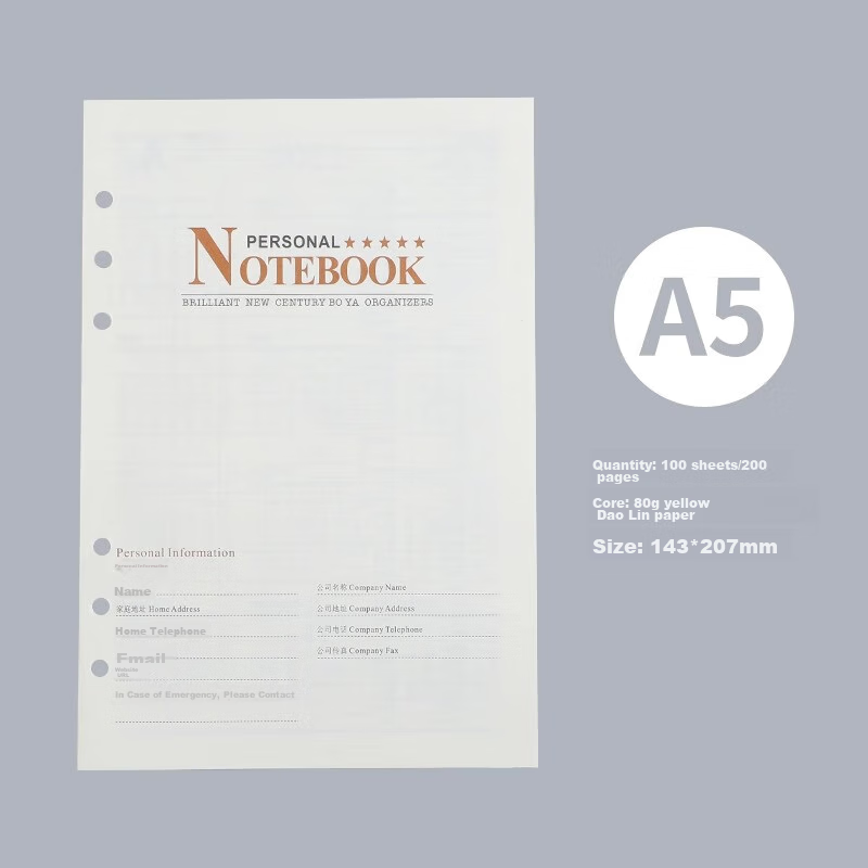 TENGXIONG A5 Loose-Leaf Paper Refill Notebook, 6-Hole Detachable Inner Pages for Error Correction Book, Replacement Core Student Practice Draft Paper with Ruled Lines, Office Memo Pad Customizable Inner Pages