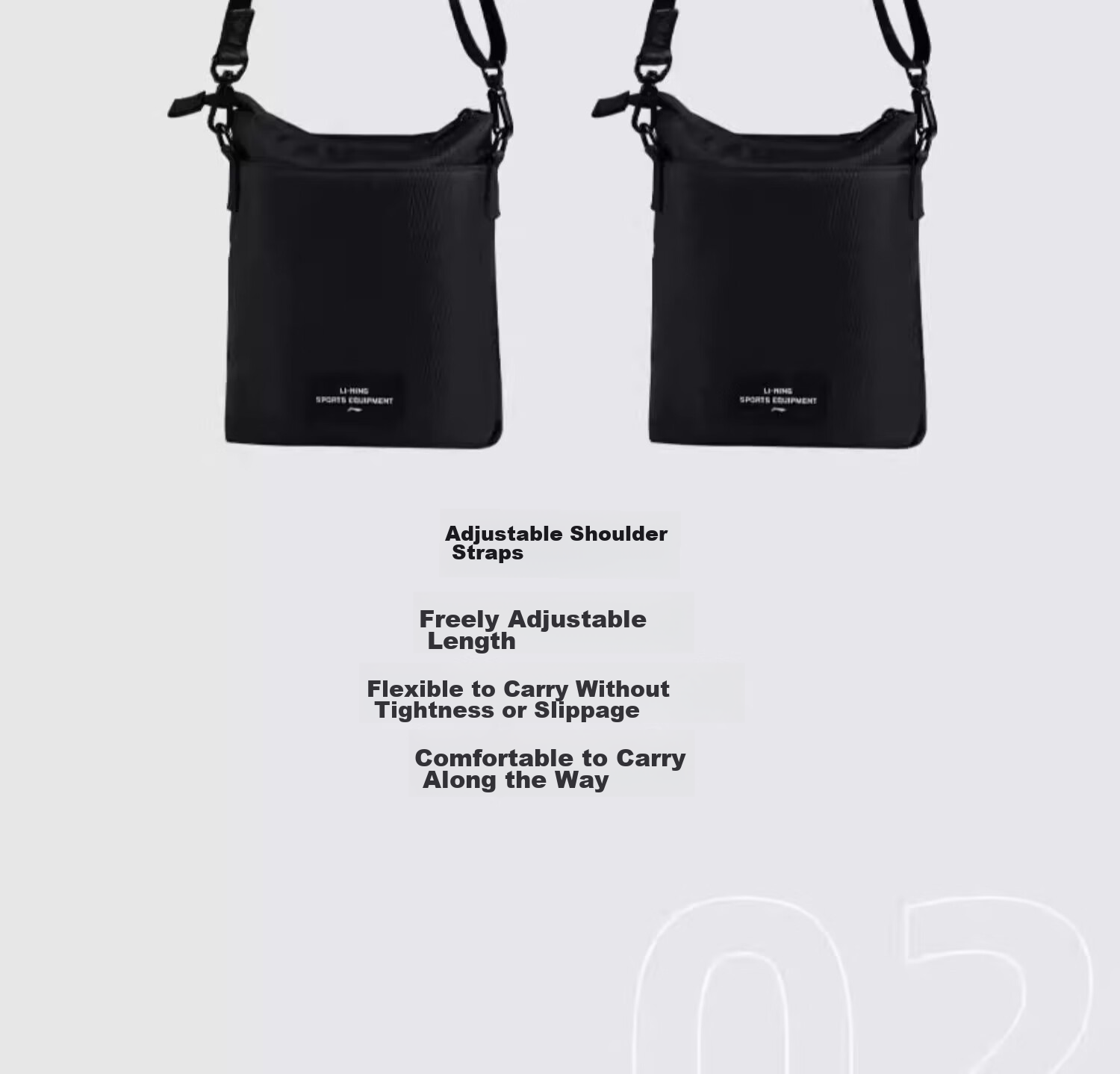 Li-Ning Crossbody Bag, Travel Bag for Men, High-End Business Shoulder Bag, Large Capacity Commuter Portable Bag, Personal Messenger Bag, Phone Pouch 5