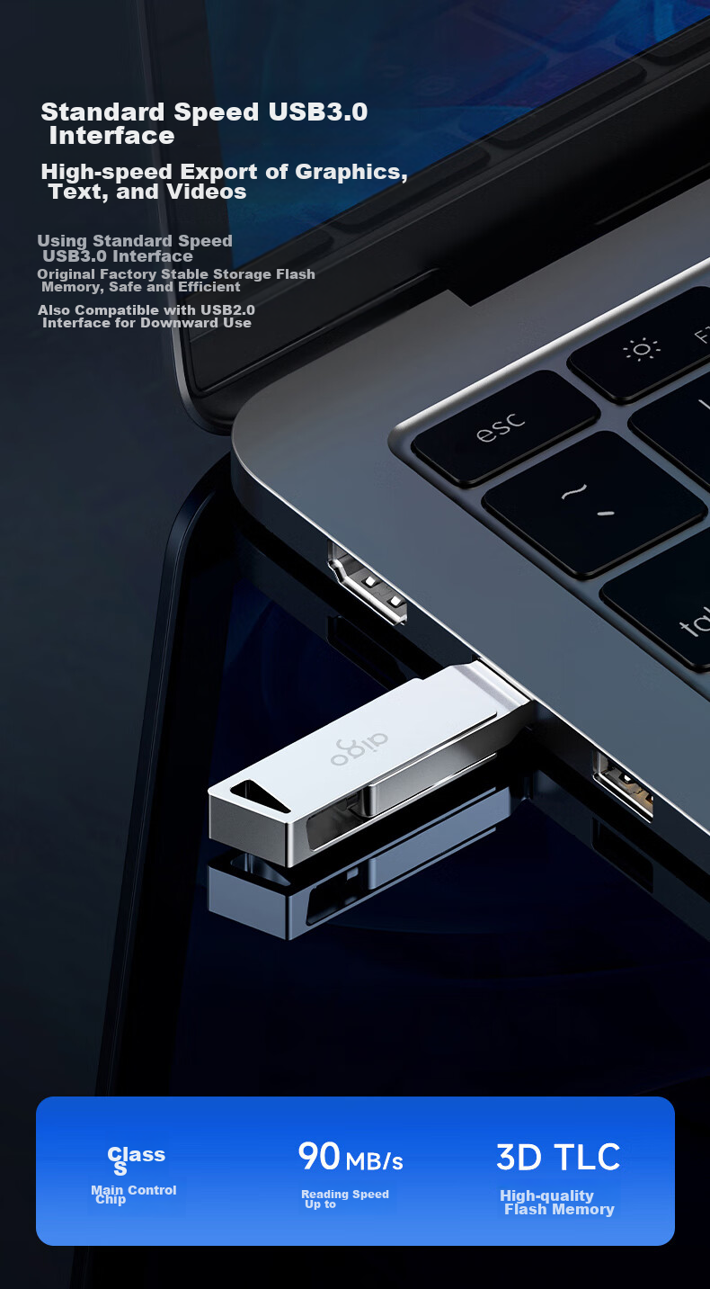 Aigo 256GB Lightning USB3.0 Apple Flash Drive U368 Compatible with IPhone 14/iPad 9 And Earlier Models, Dual-Use for Phones And Computers 4