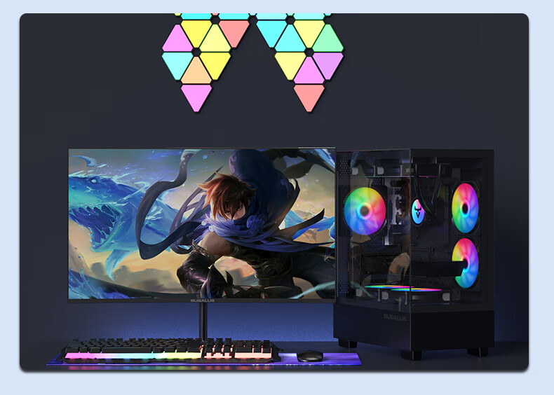 BUBALUS Black Light Realm Gaming Computer Case (Panoramic Tempered Glass / M-ATX Motherboard / 240mm Water Cooling / Vertical Airflow Duct) 10