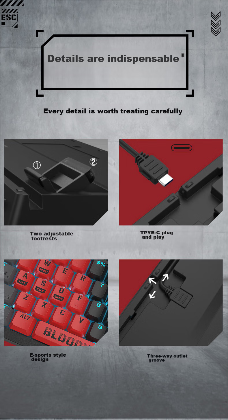 A4TECH T87 88-Key Mechanical Keyboard Wired Gaming Keyboard E-Sports Mechanical Keyboard Dedicated Optical Switches Keyboard Blood Hand Phantom Optical Switches Blood Red Wired 17