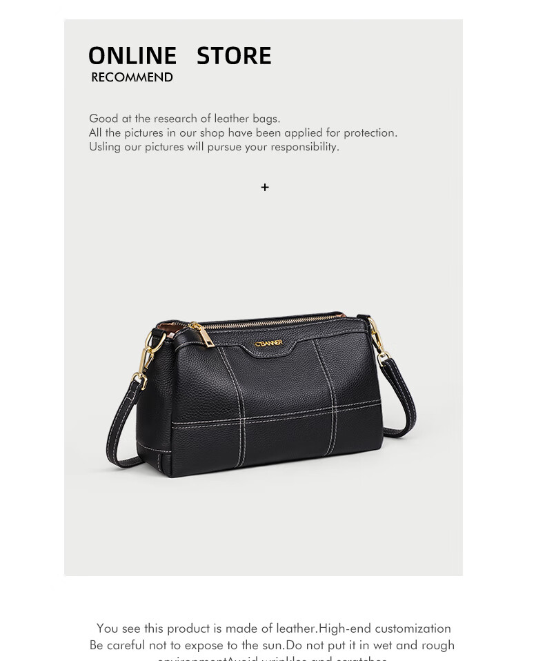 C.BANNER Top-Grain Leather Handbag, Women's Crossbody Bag, Middle-Aged Mom Underarm Bag, Brand Birthday Gift for Girlfriend on May 20 3