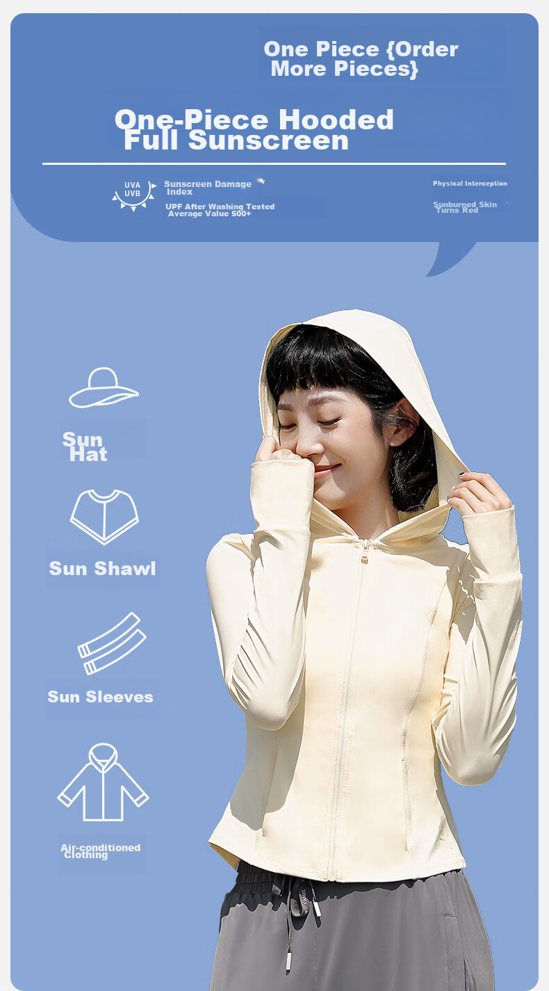 CAMEL Quick-Dry Sun Protection Jacket for Women, Original Yarn Ice-Feel Outdoor Sports Hoodie, Slim-Fit New Summer Top Coat 40