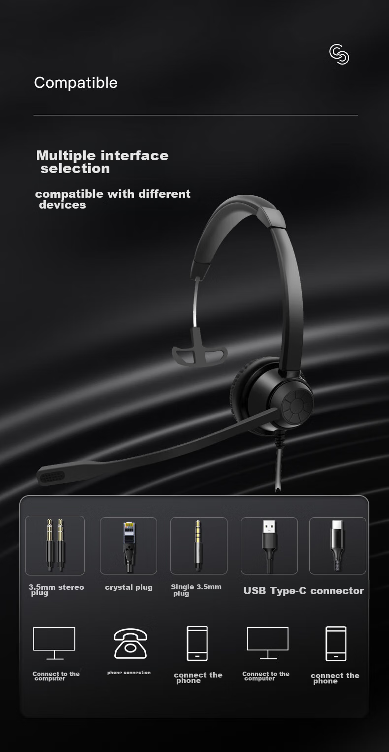 Yijiatong (Eagaton) Y390D ENC Active Noise-Cancelling Binaural Headset, Single 3.5mm + USB Interface, Adjustable Volume, Silent, for Telemarketing, Office Meetings And Educatio 8