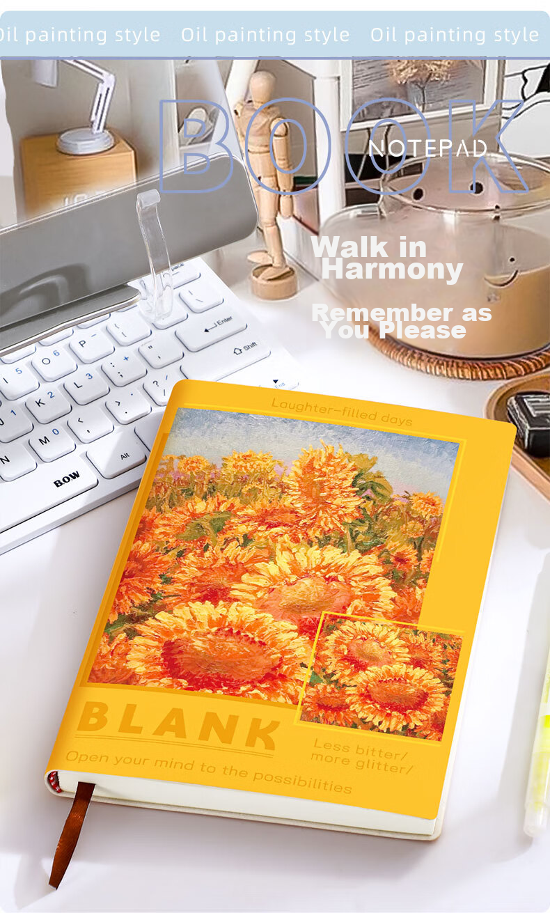 Faramon A5 Oil Painting Notebook, Blank Book, Museum Stamp Collection, Travel Stamping, Journaling, Stamp Collection Book, Vintage Travel Souvenir Book, Thickened Diary, Pink 4