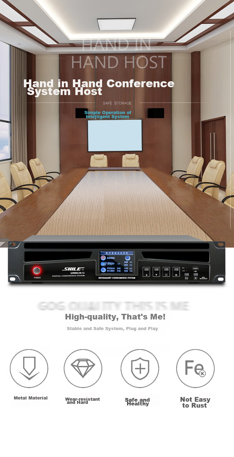 SHILE YE-12 Professional Wired Handheld Microphone, Engineering Conference Microphone, Large Meeting Room Desktop Gooseneck Square Pole Microphone, One-To System 4