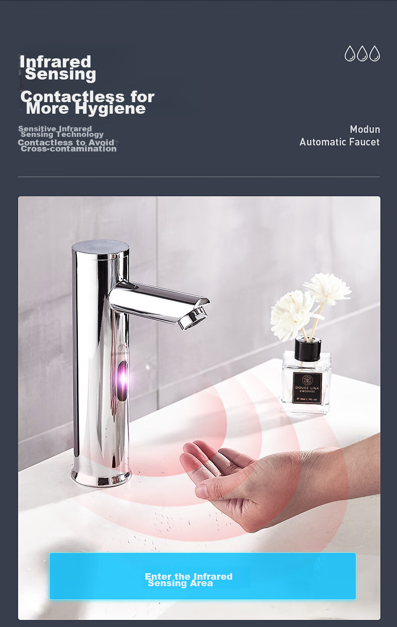 MODUN M-LT1988LR, High-Quality Brass Intelligent Sensor Faucet, Hot And Cold Fully Automatic Infrared Basin Faucet, Bathroom 5
