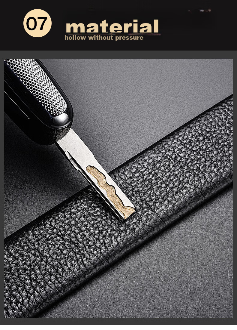 CARTELO Men's Belt, Top-Grain Leather, No Buckle, Waist Belt with Pin Buckle, Single-Belt Body, Gift 6