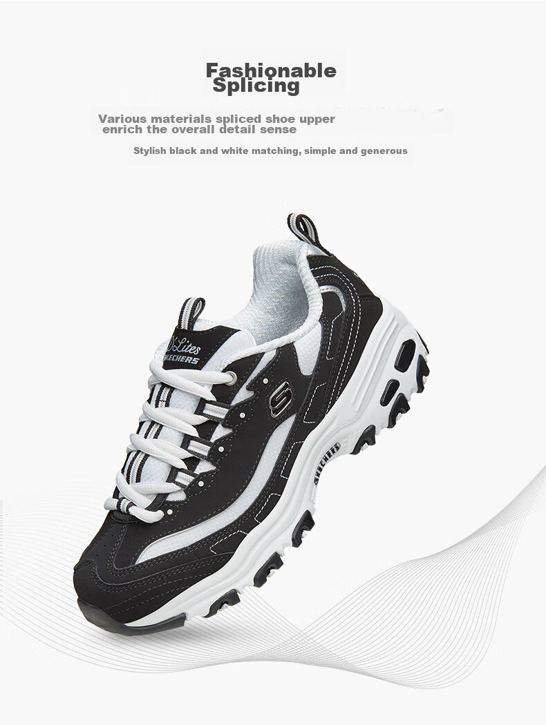 Skechers Casual Sneakers D'lites Black And White Panda Style Couple's Matching Unisex Black/white Size 35 4