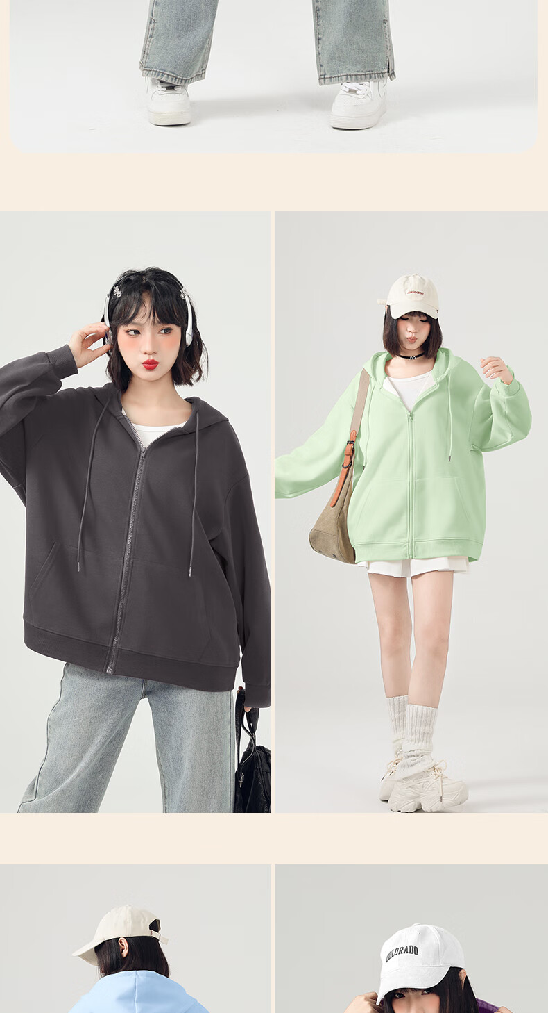 Jeanswest Hoodie for Women, Spring And Autumn New Style Jacket, Women's Cardigan, Hooded Couple's Wear, Petite Casual Loose Fit for Men And Wome 14