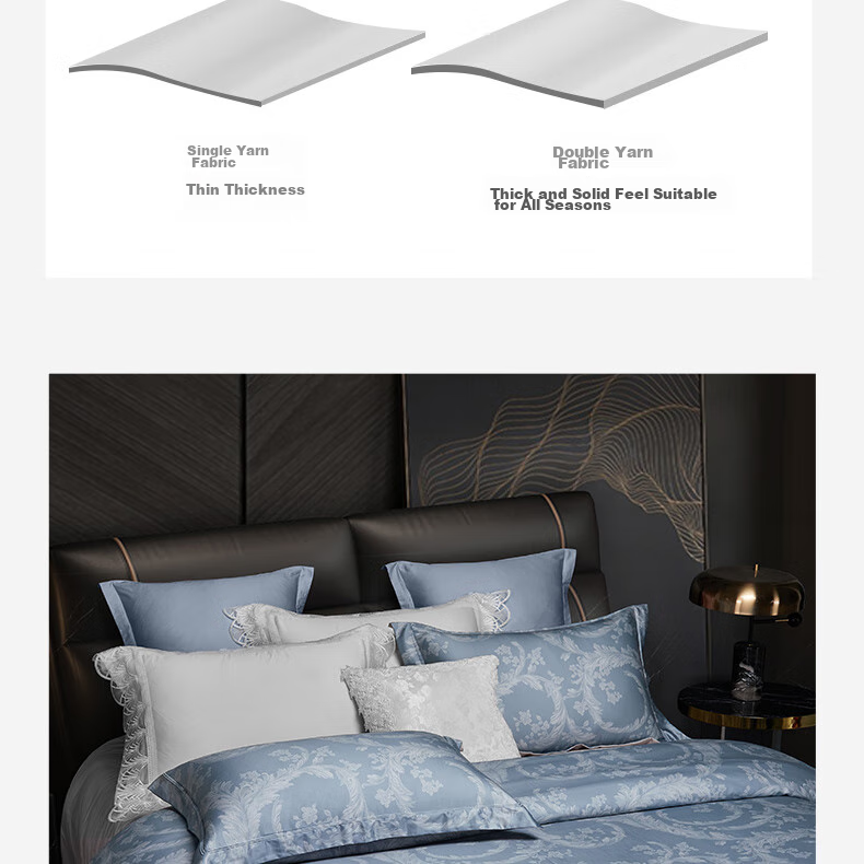 BEYOND Home Textiles, 140-Count Xinjiang Long-Staple Cotton Four-Piece Luxury Light Luxury Pure Cotton Bedding Set, Manryia 180cm Home Living Room 9