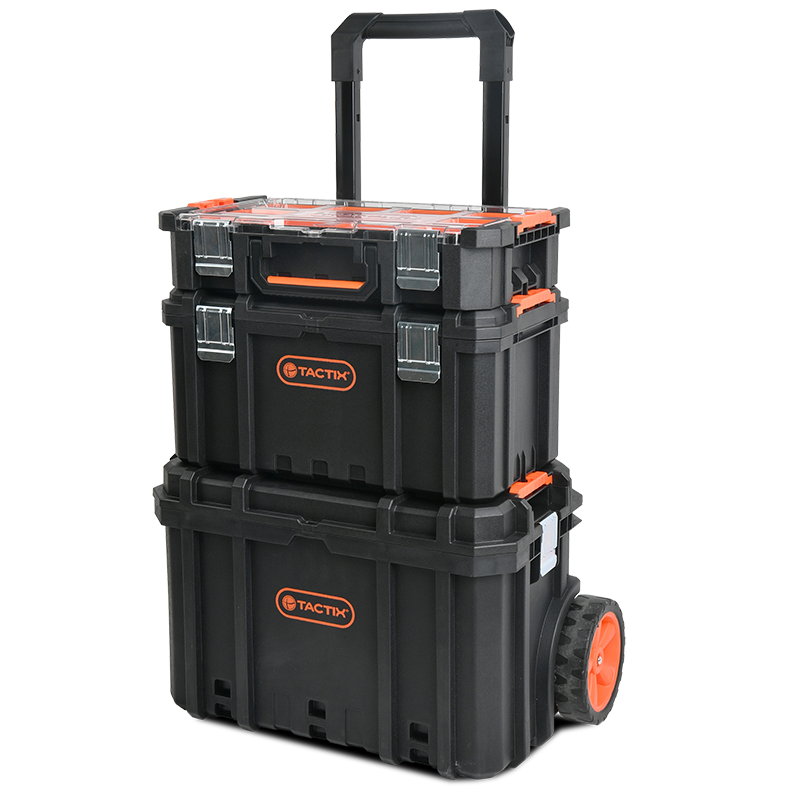 Tactix Rolling Toolbox Storage Box Stackable Multi-Layer Organizer Industrial Large Capacity Vehicle Camping Set 320382