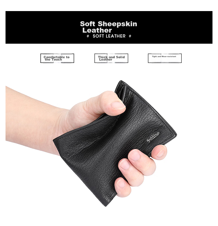 Goldlion Men's Wallet, Sheepskin Clasp, Short Bifold Billfold, Gift Box, Birthday Present 2