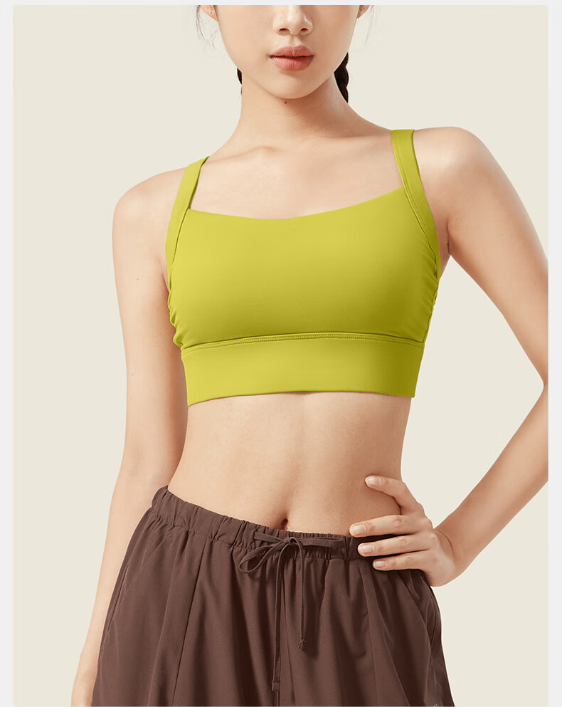 VFU Kitten Ear High-Intensity Sports Bra, Shock-Absorbing, Breathable, Beautiful Back Design, Suitable for Outdoor Wear, Sports Vest, Wutong Color, Size S 17