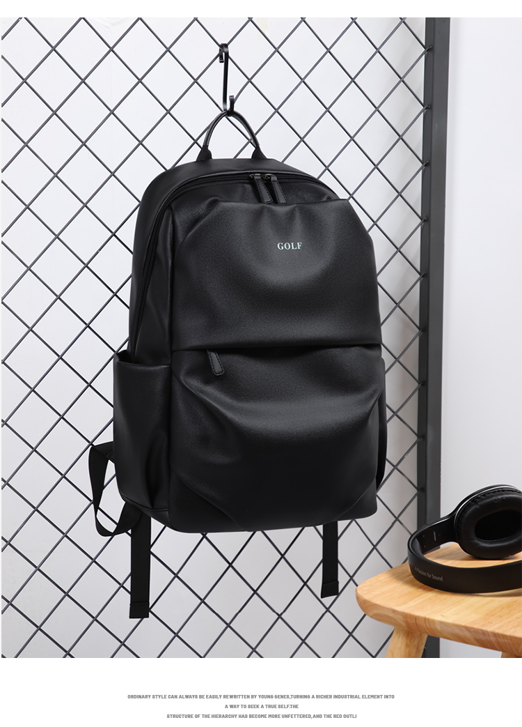 GOLF Backpack for Men, Large Capacity, Korean Style Student Schoolbag, 15-Inch Laptop Bag, Travel Bag, Black 21