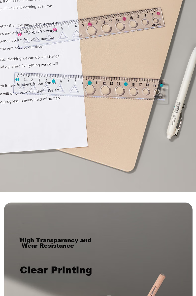 Deli 20cm Transparent Flexible Ruler, Drawing Ruler/durable And Not Easily Broken, Soft Measuring Tool for Students, Random Color, College Entrance Exam Blessing Gift 6