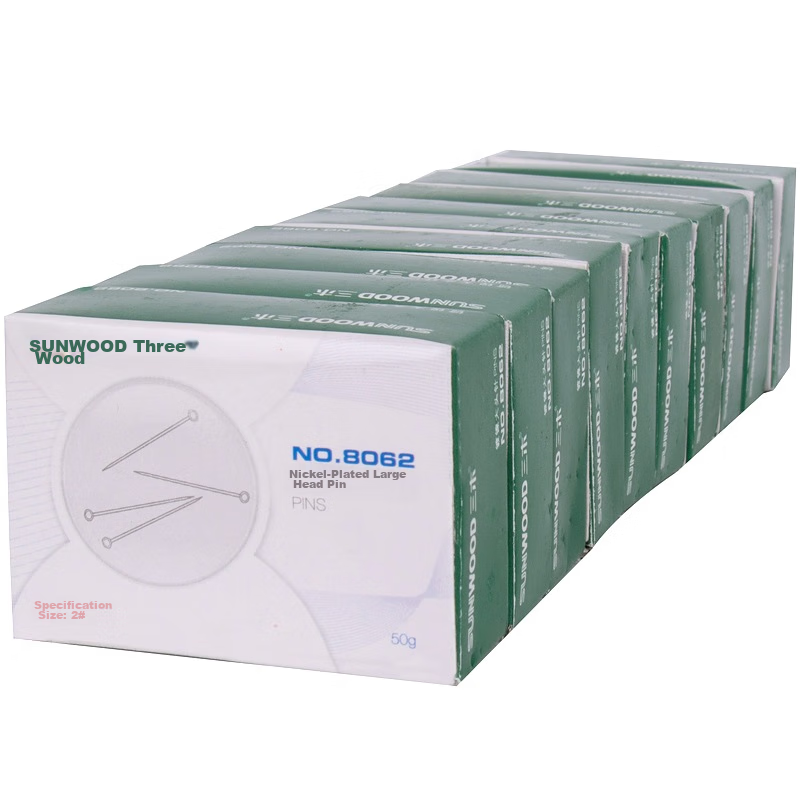 SUNWOOD Nickel-Plated Large Head Pins/fixed Pins/pearl Pins/positioning Pins, 50g/box, Pack of 10 Boxes, 8062
