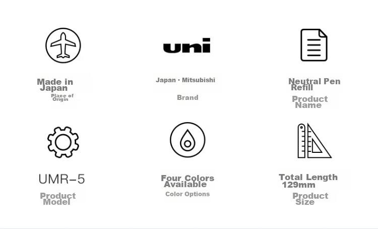 Uni Mitsubishi Ball UMR-5 Refill, 0.5mm Gel Pen Ink, Black Refill, Compatible with Signature Pens from UM-100 Series, Pack of 12 2