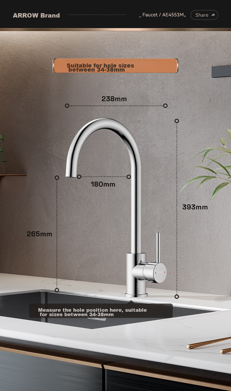 ARROW Kitchen Hot And Cold Faucet, Sink Tap, Healthy Tap, 360° Rotating Hot And Cold Dual Control AE45305CP 22