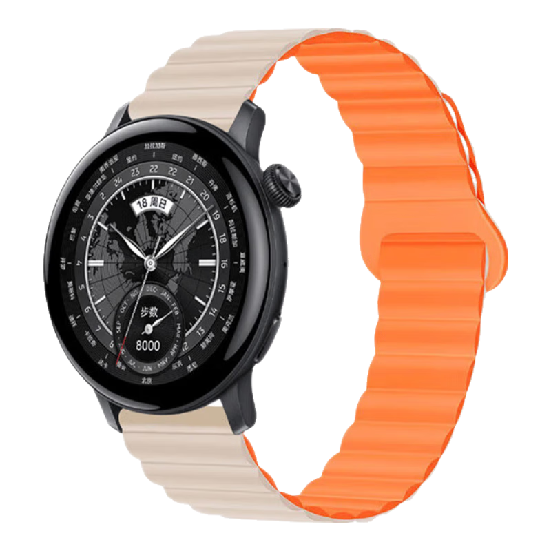 CangHua Compatible with Xiaomi Watch Band for Xiaomi Watch 5/S5/S4/S4 Sport/S3/S2/S1/S1Pro/Color2, Silicone Magnetic Strap, Starlight with Orange