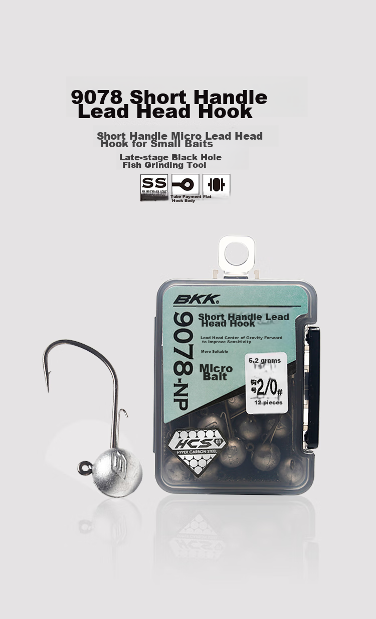BKK HCS Short Handle Lead Hook Wide Belly Big Hook for Door Lure, Black Pit Micro Bait, Bass And Mandarin Fish Hook 9078 1