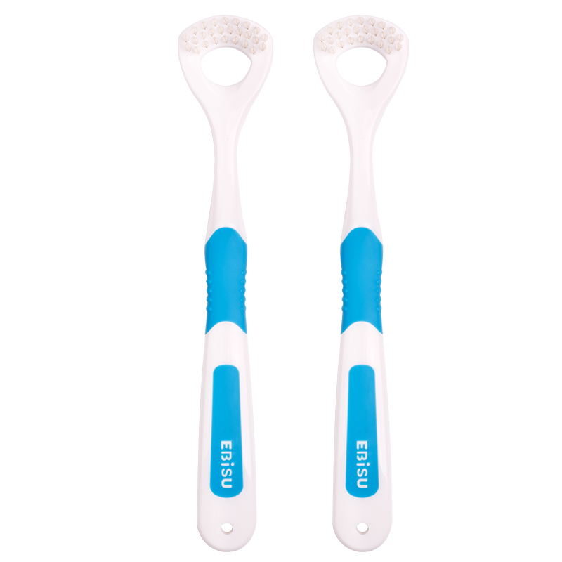 EBISU Tongue Scraper And Cleaner, Tongue Brush And Scraping Tool for Fresh Breath And Deep Cleaning, 2-Pack, Random Colors