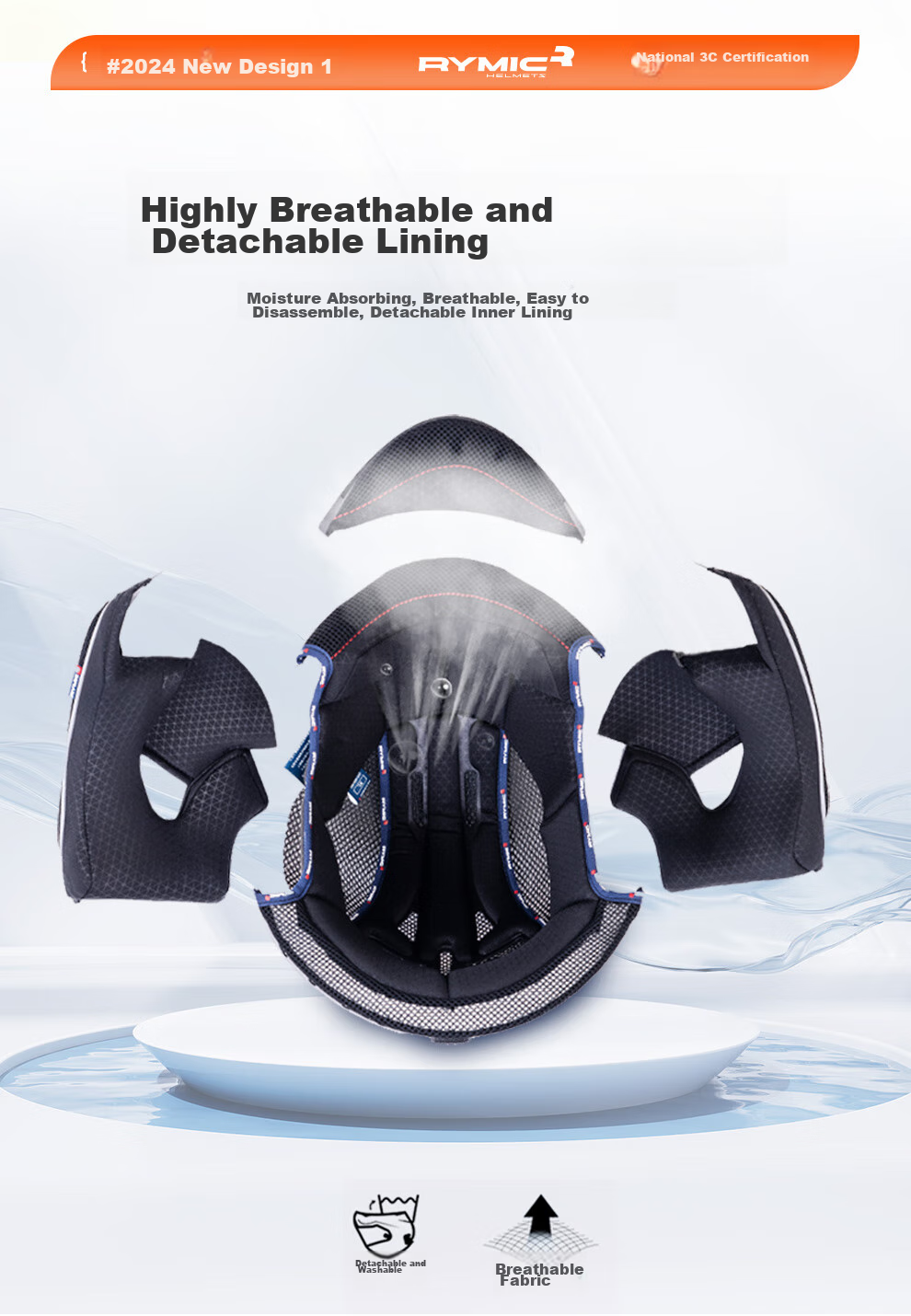 RYMIC Motorcycle Helmet, Full-Face, 3C Certified, Professional Motorbike Riding Helmet, Racing Helmet, All-Season, for Men And Women, 977 Blue-Gray Flying Blade, Size L 6