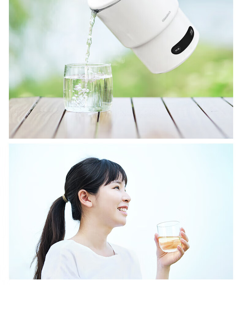 GLASSLOCK Portable Electric Kettle [Essential for Travel], Foldable Hot Water Kettle with Temperature Control, Insulated Thermos for Hotels, Health Pot, Small Cooking Pot, Noodle Cup 8