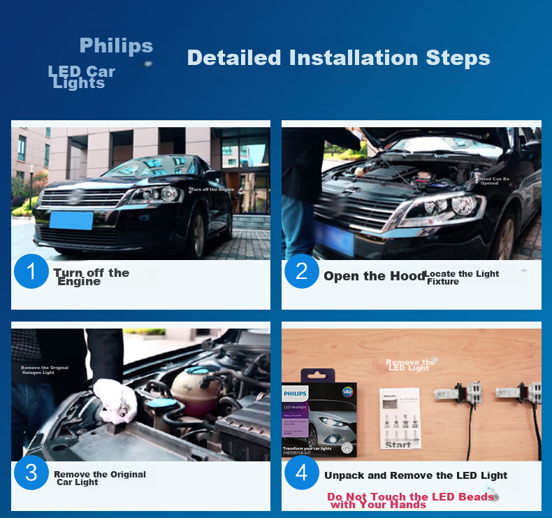 PHILIPS LED Car Headlights, High Brightness H4 Bulb, Halogen Upgrade Version, for Baojun 730, Geely Dihao, Lingdong 25