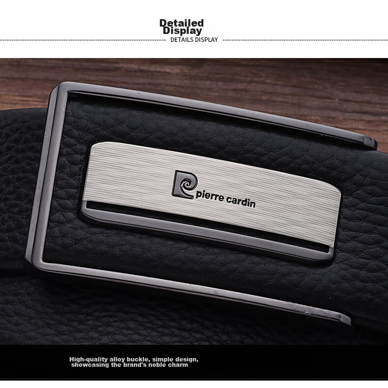 Pierre Cardin Men's Belt, Top Grain Leather, Buckle Waistband, Smooth Buckle Trouser Belt, Gift Box, Present, Black, 115-120 14