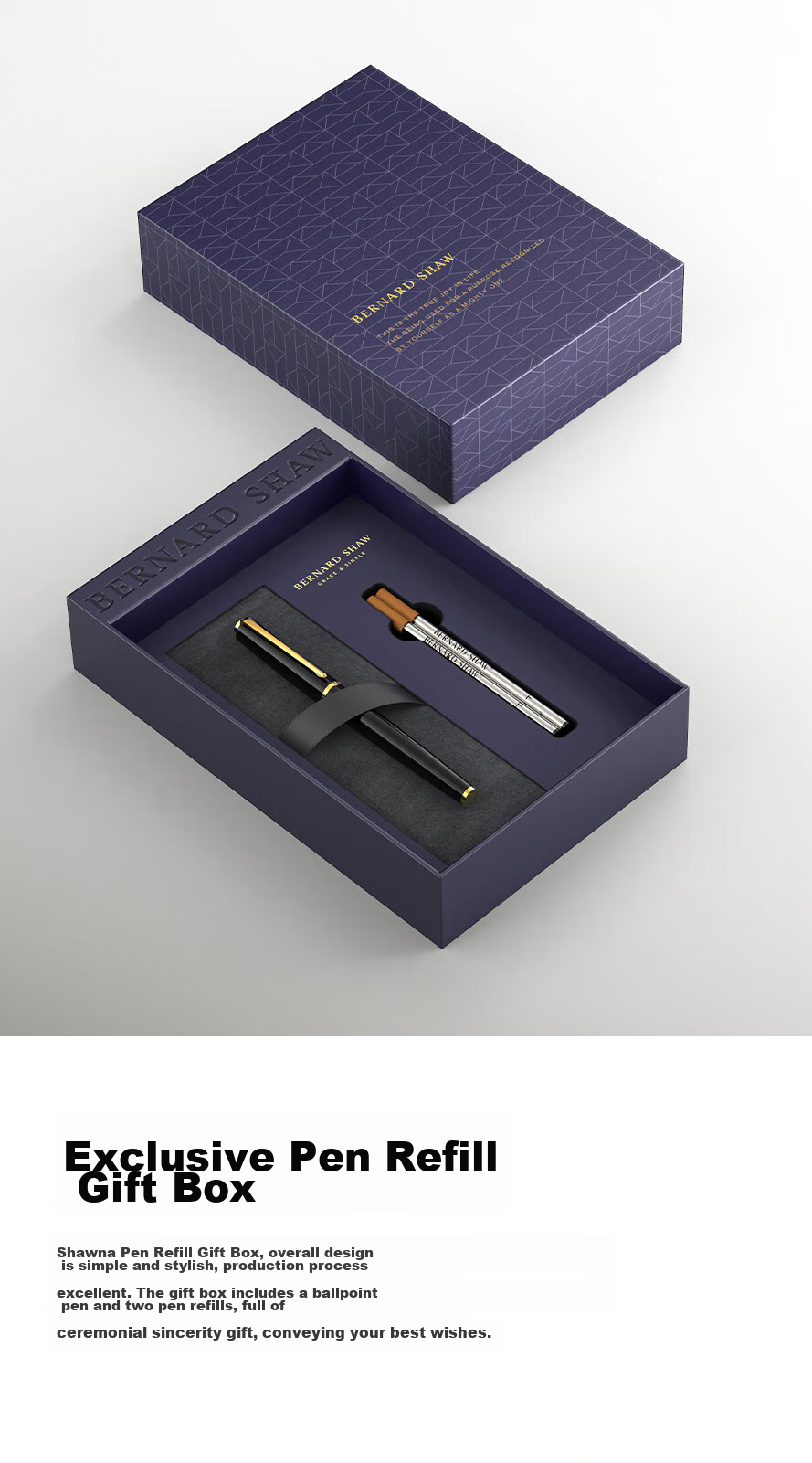 Bernard Shaw Mid-Autumn Festival And National Day Gift Ballpoint Pen, High-End Luxury [Starry Night] Obsidian Black Premium Refill Gift Box Set, High-End Business Office Gift 11