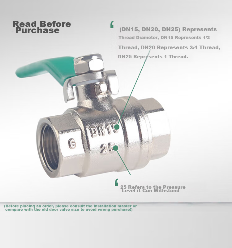 Weixing Double Internal Thread Ball Valve, 6 Points DN20 Brass Main Valve, Suitable for Both Cold And Hot Water, Large Diameter Kitchen Tap Valve 1