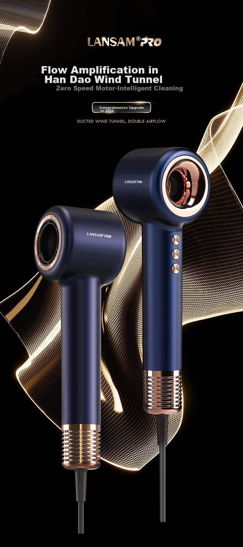 LANSAM Hair Dryer, Home Use, Plasma Hair Protection, High-Speed, Strong Airflow, Gentle on Hair, Negative Ion Electric Blower, Birthday Gift, Youth Version - Twilight Blue 2