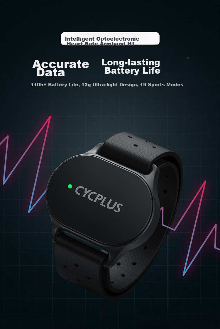 CYCPLUS Fitness H1 Heart Rate Armband for Sports, Optical Heart Rate Monitoring Armband for Running And Fitness, Smart Wearable 1