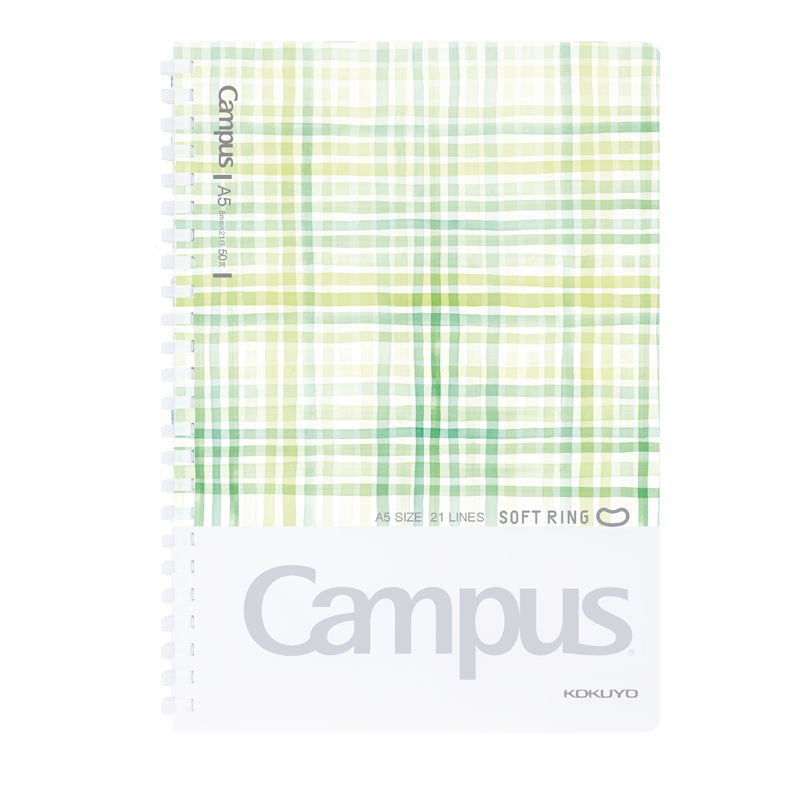 KOKUYO Campus Student Soft Spiral Notebook, Watercolor Language, A5 Size, 50 Sheets, Green, WSG-SRDA550G