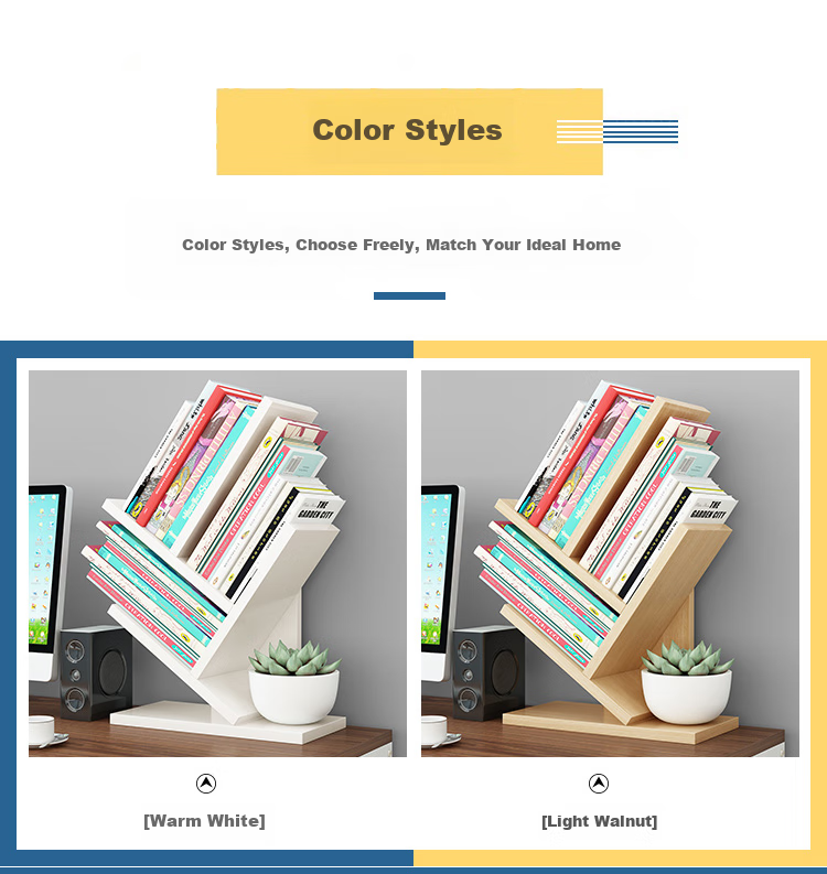 Shuaili Desktop Bookshelf, Simple Study Room Desk Organizer Shelf, Five-Tier Tree Branch Creative Natural Color SL8224Z 4