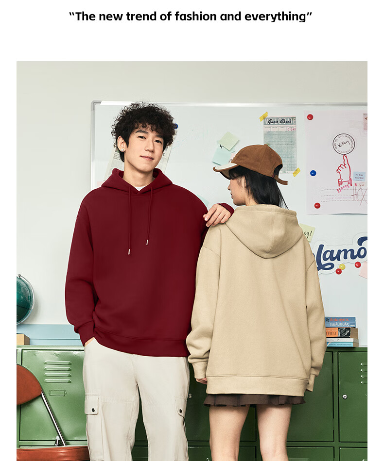 GENIOLAMODE Semir Group Men's Fleece Hoodie Winter Thickened American Vintage Style Jacket Light Beige L 15