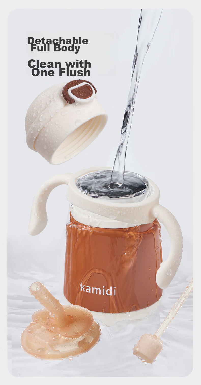 Kamidi Baby Insulated Cup, Small Bottle for Infants, Suitable for Babies over 6 Months Old, Water Bottle Made of 316 Stainless Steel, Straw Water Bottle for Ages 1-3 18