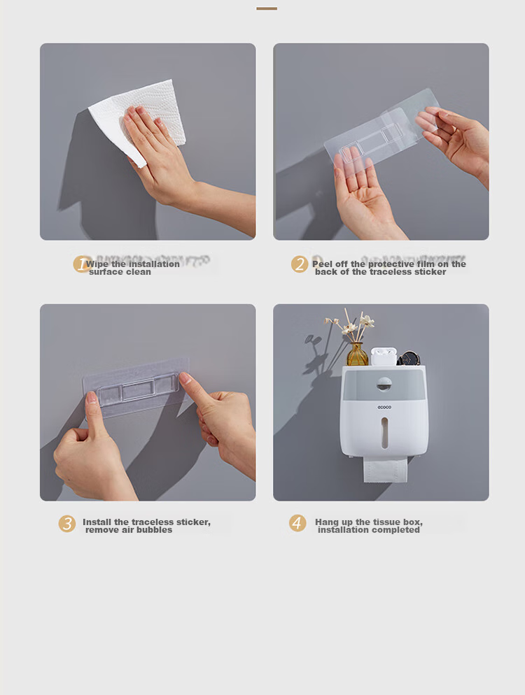 Ecoco Double-Layer Large Capacity Bathroom Tissue Box Storage, Wall-Mounted High-End Waterproof Toilet Paper Holder 19