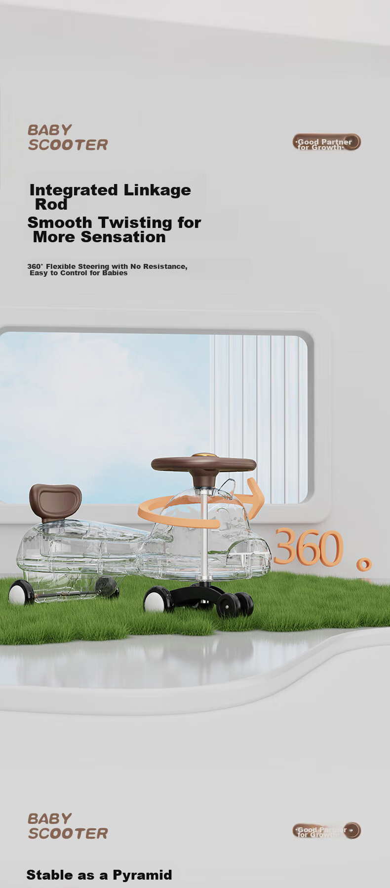 DEERC Twist Car for Children Aged 1-3 Anti-Rollover Ride-On Toy, Baby Balance Bike, Early Education Toy, Birthday Gift 5