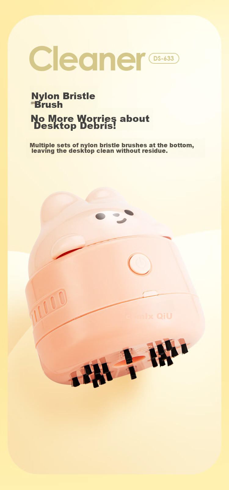 COMIX Powerful Suction Desktop Vacuum Cleaner Cartoon Rabbit Design, Keyboard Dust Removal Cleaning Assistant, Eraser Debris Desk Cleaner, Back-To Essential XS-66 Pink 4