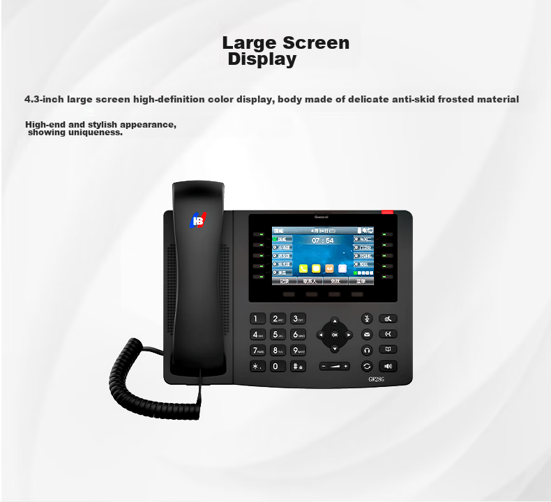 Guowei IP Landline Phone GW23G, Recording Network IP Phone, 2.8-Inch Color Screen, Bluetooth, Wireless WIFI, USB, Gigabit Dual Network Ports, 6-Line Telephone Conference 2