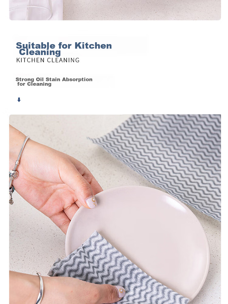 Tinghao Disposable Cleaning Cloths [Non-Woven Material with Strong Friction] 80 Sheets Pull-Out Dishwashing Cloths for Wet And Dry Use 7