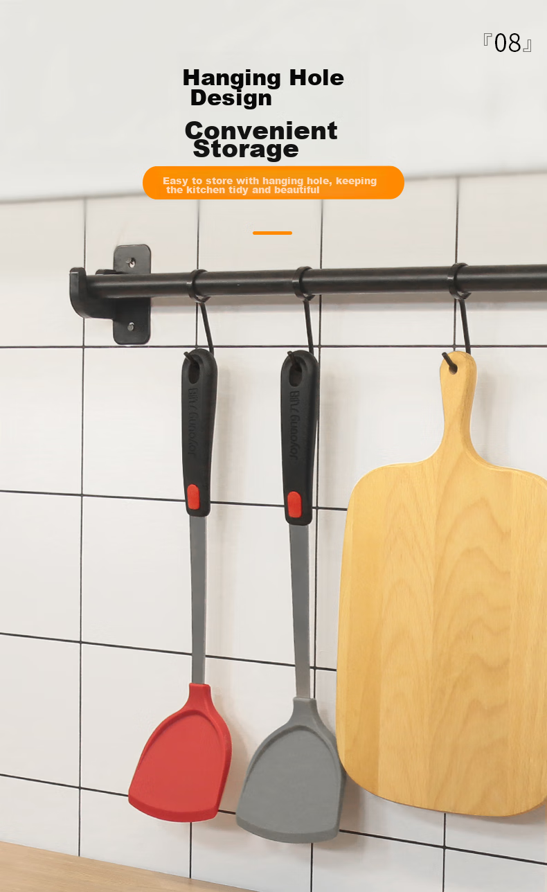 Joyoung Silicone Spatula, Non-Stick Pan Wok Frying Pan Flat Bottom Pan Specialized Cooking Spatula, Gray CF-AS0329 7