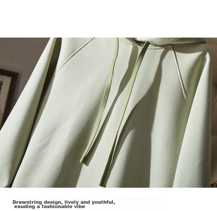Dme [Split-Style Craftsmanship] Spring And Autumn Hooded Loose Casual Slightly Elastic Long-Sleeve Women's Sweatshirt, Light Water Green, S 5