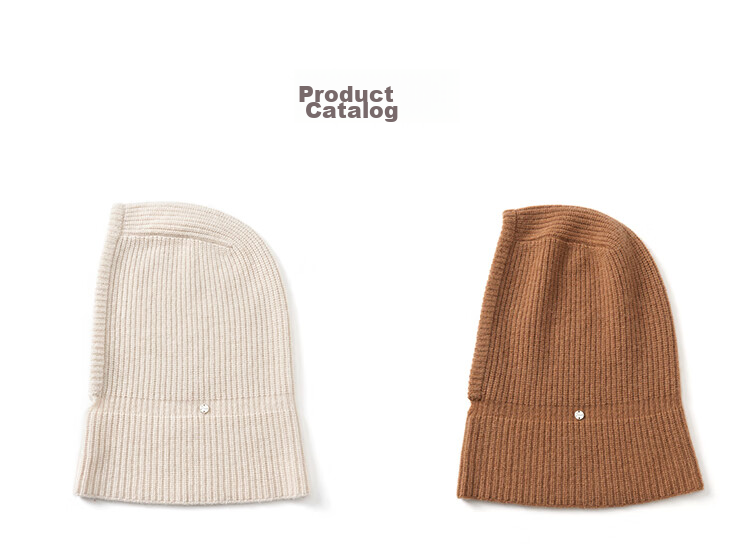 JIUMU Cashmere Warm Knit Hat for Women, Autumn And Winter Balaklava Wool Knitted Hat, Cold-Proof Hooded Neck Warmer All-I 18