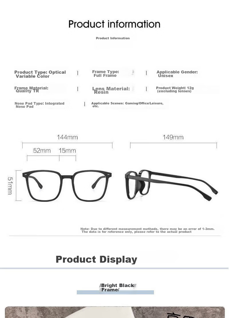 Boshide Anti-Blue Light Glasses, Unisex Radiation Protection Glasses, Non-Prescription Flat Lens Phone And Computer Eye Protection Goggles, Glossy Black Frame 11